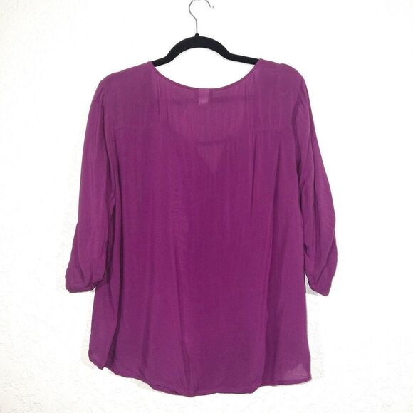 Torrid Purple Quarter Sleeve Blouse Size 0 - Picture 5 of 6